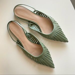 NWOT Zara sage green slingback flats
